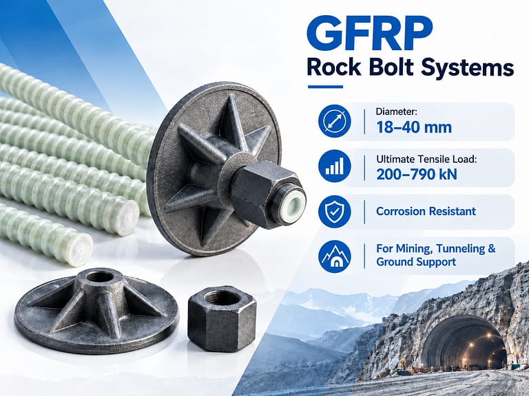 GFRP rock bolt systems and reinforcement components
