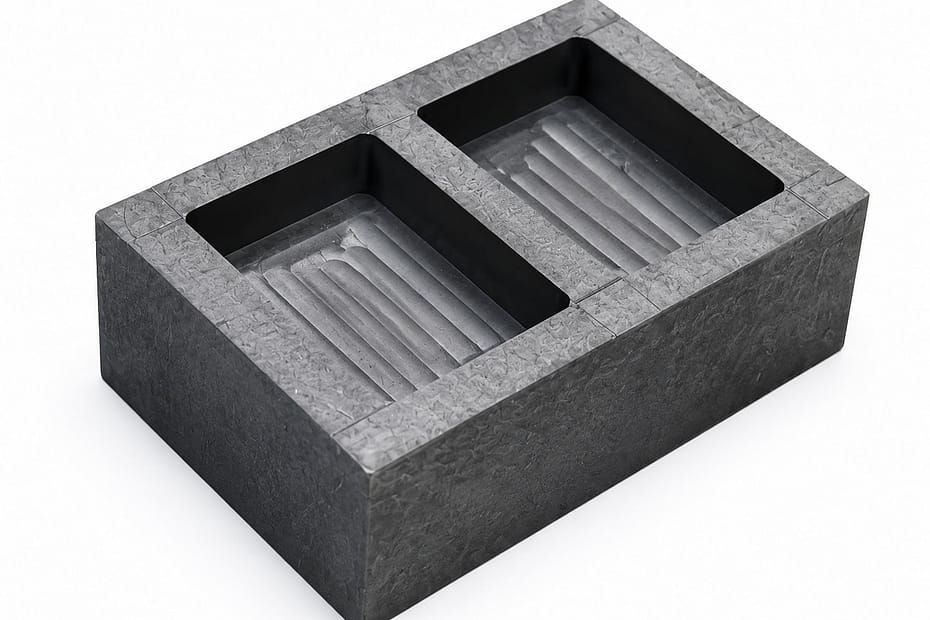 Double cavity graphite mold with reinforced ribs for high temperature pressing