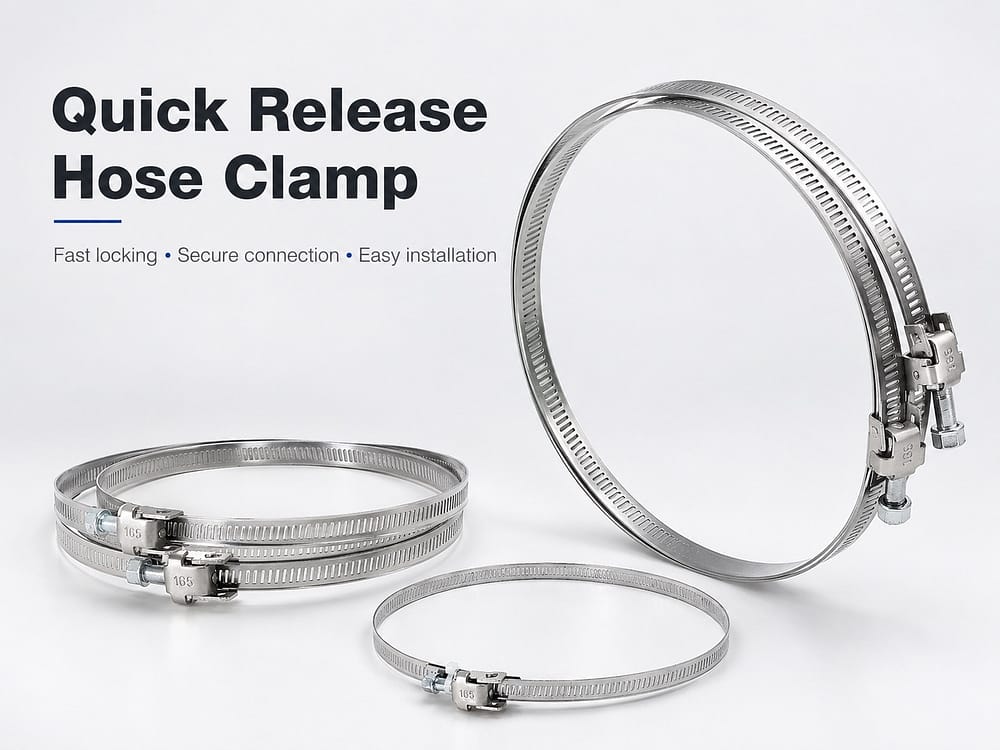 Quick release hose clamps in multiple adjustable diameter ranges