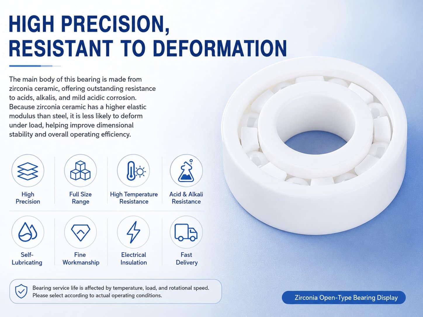 Zirconia Bearing High Precision and Resistant to Deformation