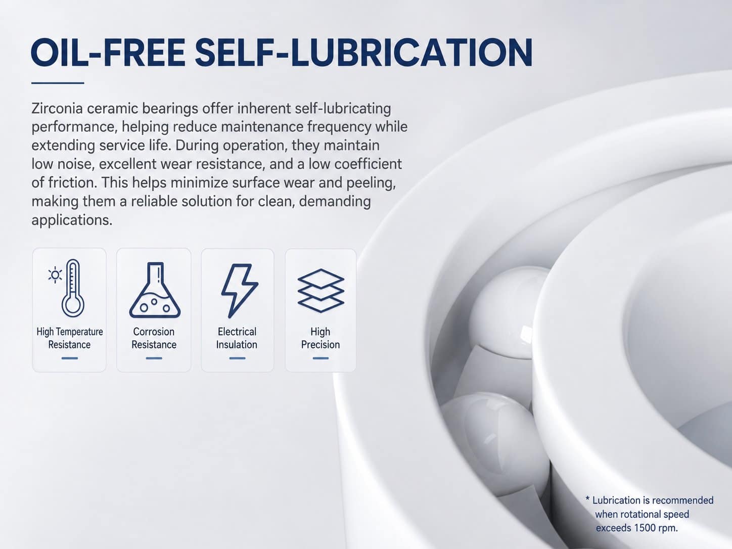 zirconia bearing configuration for reduced-lubrication applications