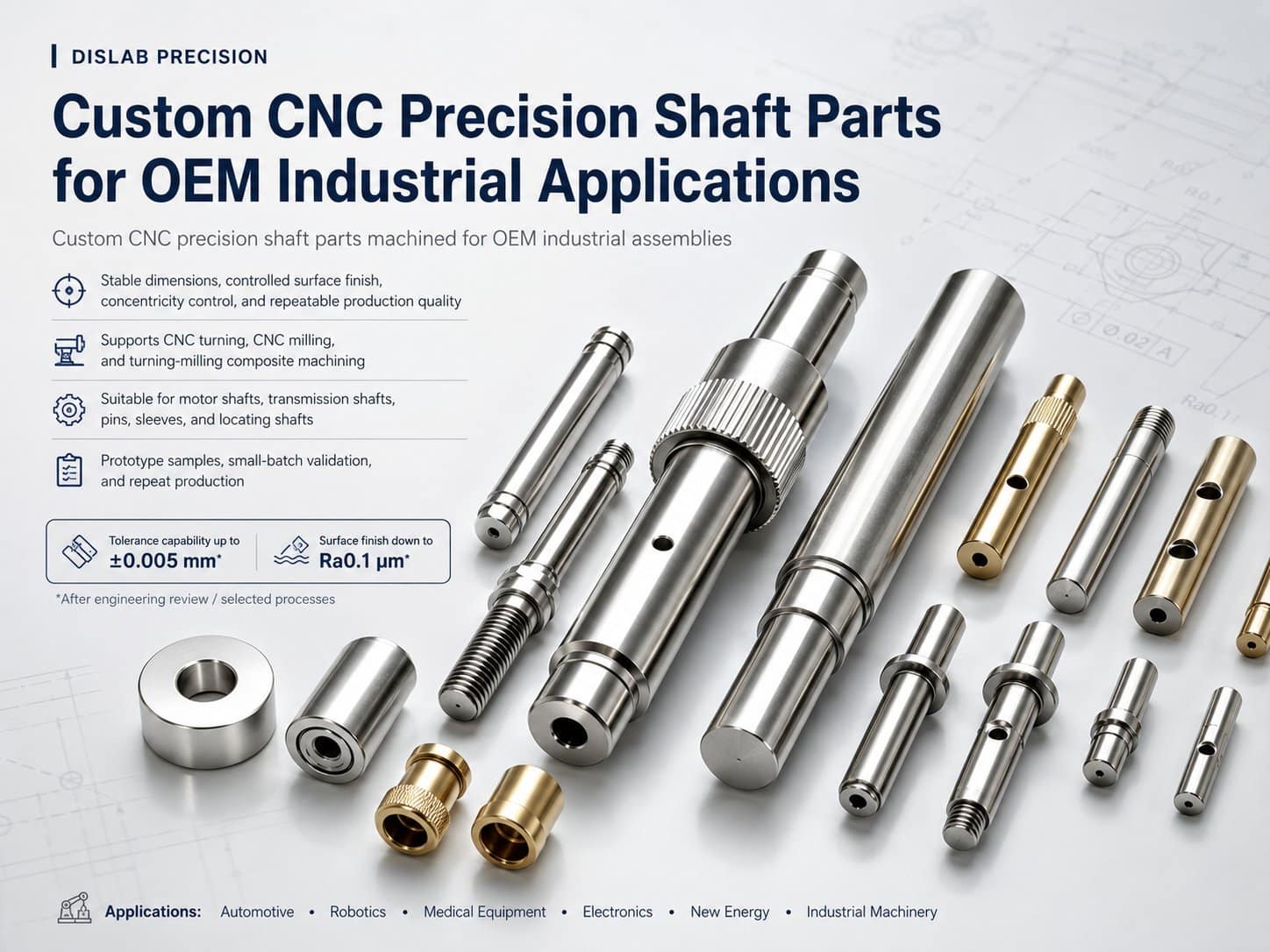 Custom CNC precision shaft parts for industrial OEM applications
