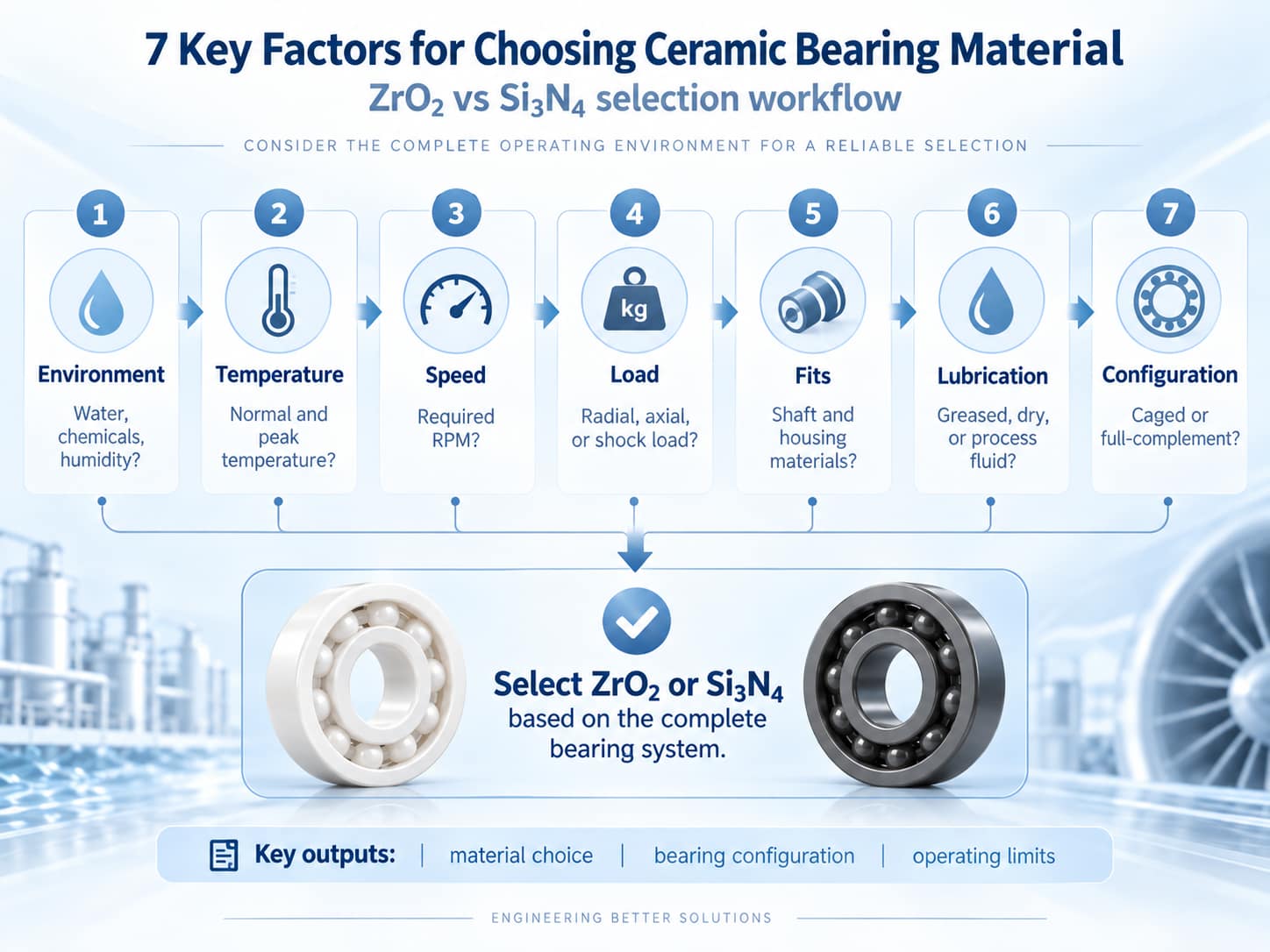Seven factors for choosing ZrO2 or Si3N4 ceramic bearing material