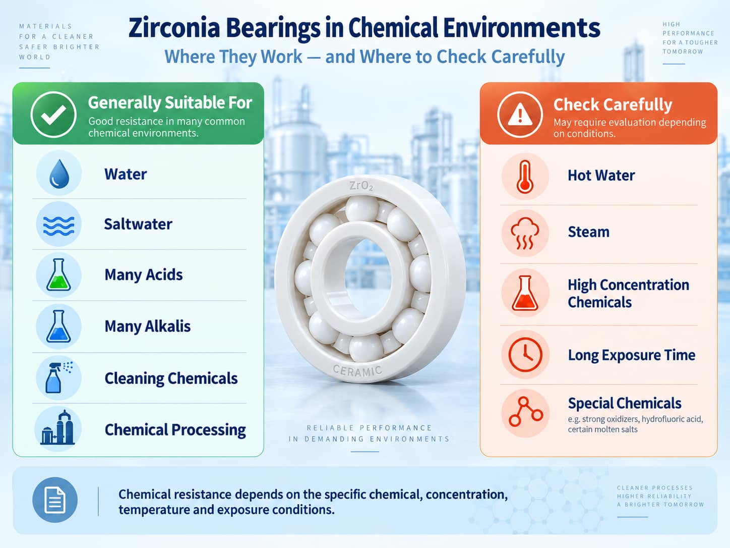 Zirconia ceramic bearing chemical environment guide