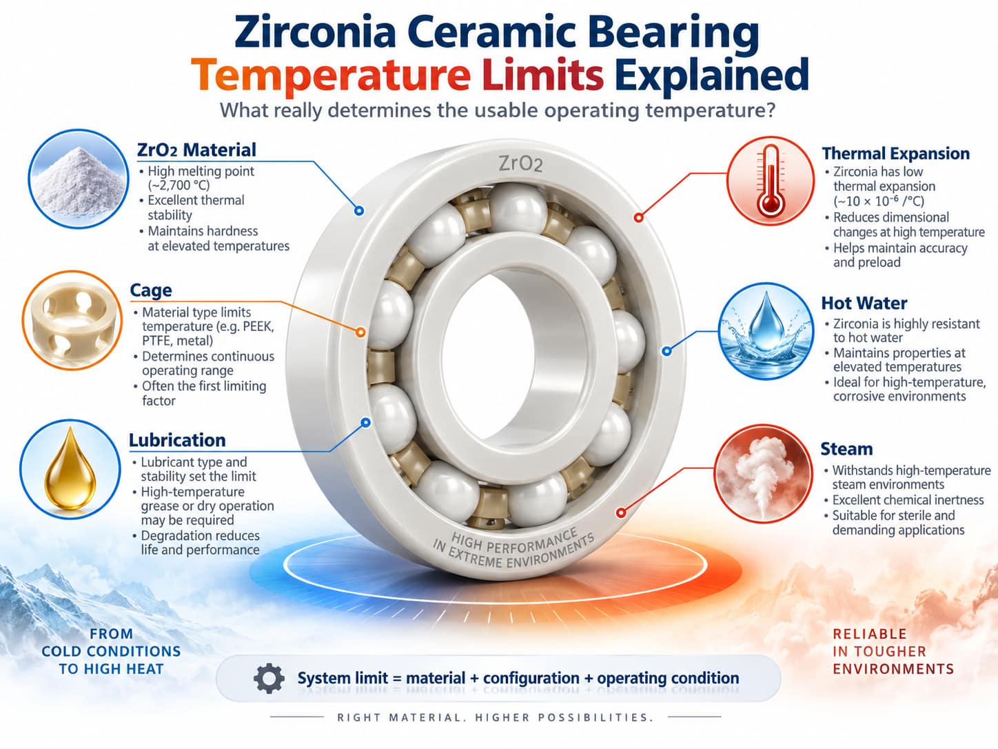 Zirconia ceramic bearing temperature limits explained