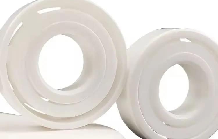 High-precision ZrO2 full ceramic angular contact ball bearings featuring zirconia oxide rings and balls, designed for non-magnetic, corrosion-resistant, and high-temperature performance in semiconductor and medical laboratory equipment, manufactured by DISLAB.