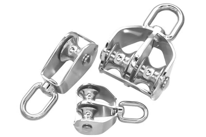 304 stainless steel swivel pulley blocks, single and double sheave for lifting and rigging