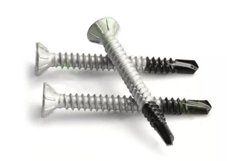 Flat head stainless steel self-drilling tapping screws for metal, with drill point tip, Ruspert coated for corrosion resistance