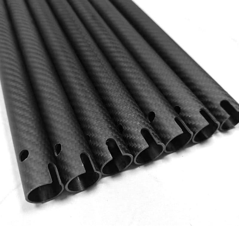 CNC machined carbon tube with holes